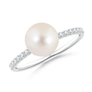 8mm AAAA Classic Freshwater Pearl & Diamond Solitaire Ring in S999 Silver