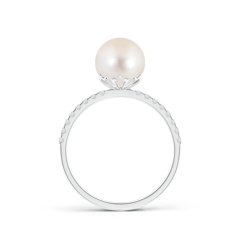 8mm AAAA Classic Freshwater Pearl & Diamond Solitaire Ring in S999 Silver product image
