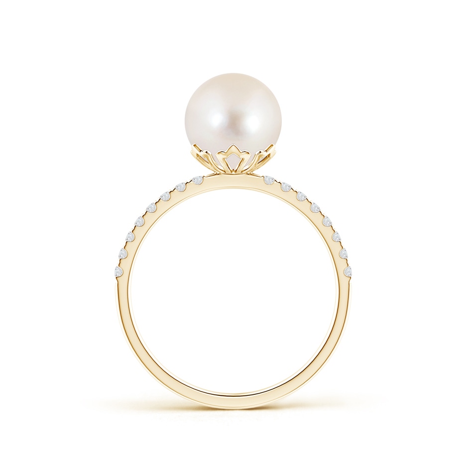 8mm AAAA Classic Freshwater Pearl & Diamond Solitaire Ring in Yellow Gold product image