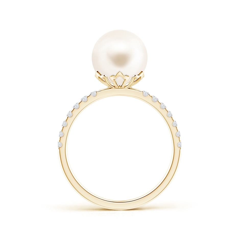 9mm AAA Classic Freshwater Pearl & Diamond Solitaire Ring in Yellow Gold product image