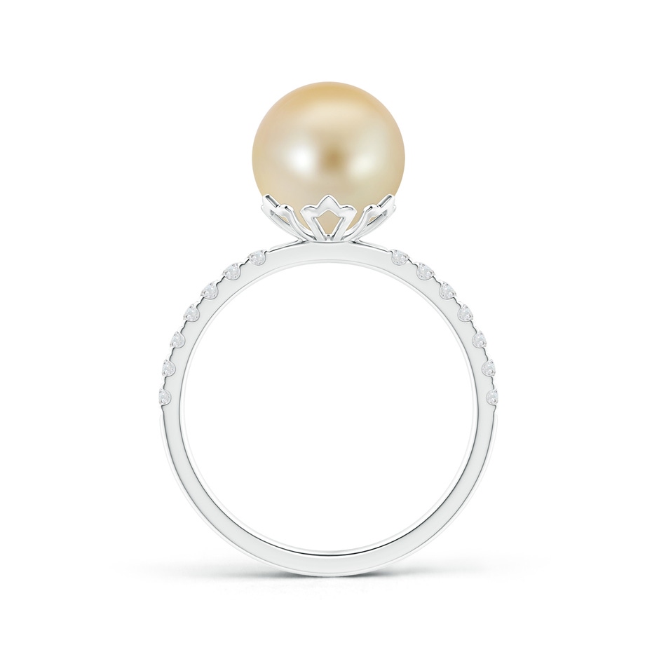 9mm AAA Classic Golden South Sea Cultured Pearl Solitaire Ring with Diamond Accents in White Gold product image