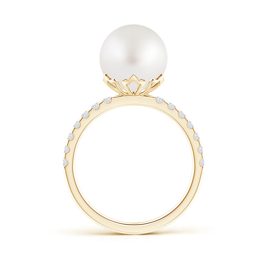 10mm AA Classic South Sea Pearl & Diamond Solitaire Ring in Yellow Gold product image