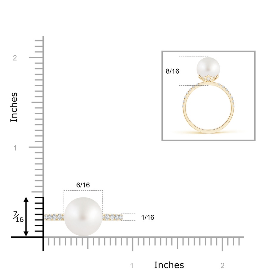 10mm AA Classic South Sea Pearl & Diamond Solitaire Ring in Yellow Gold product image