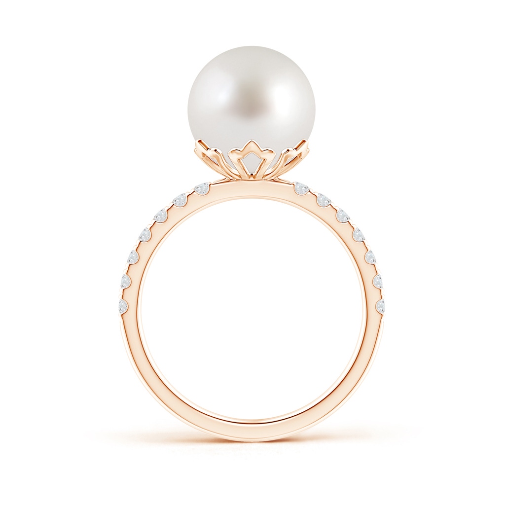 10mm AAA Classic South Sea Pearl & Diamond Solitaire Ring in Rose Gold Product Image