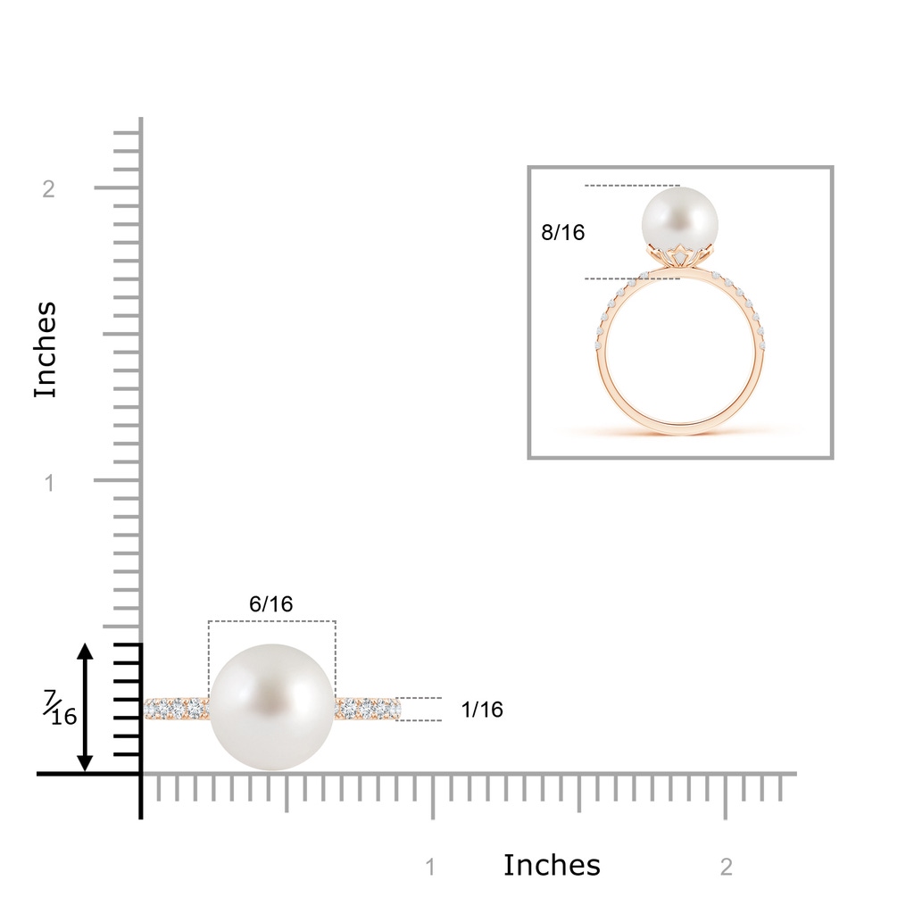 10mm AAA Classic South Sea Pearl & Diamond Solitaire Ring in Rose Gold Product Image