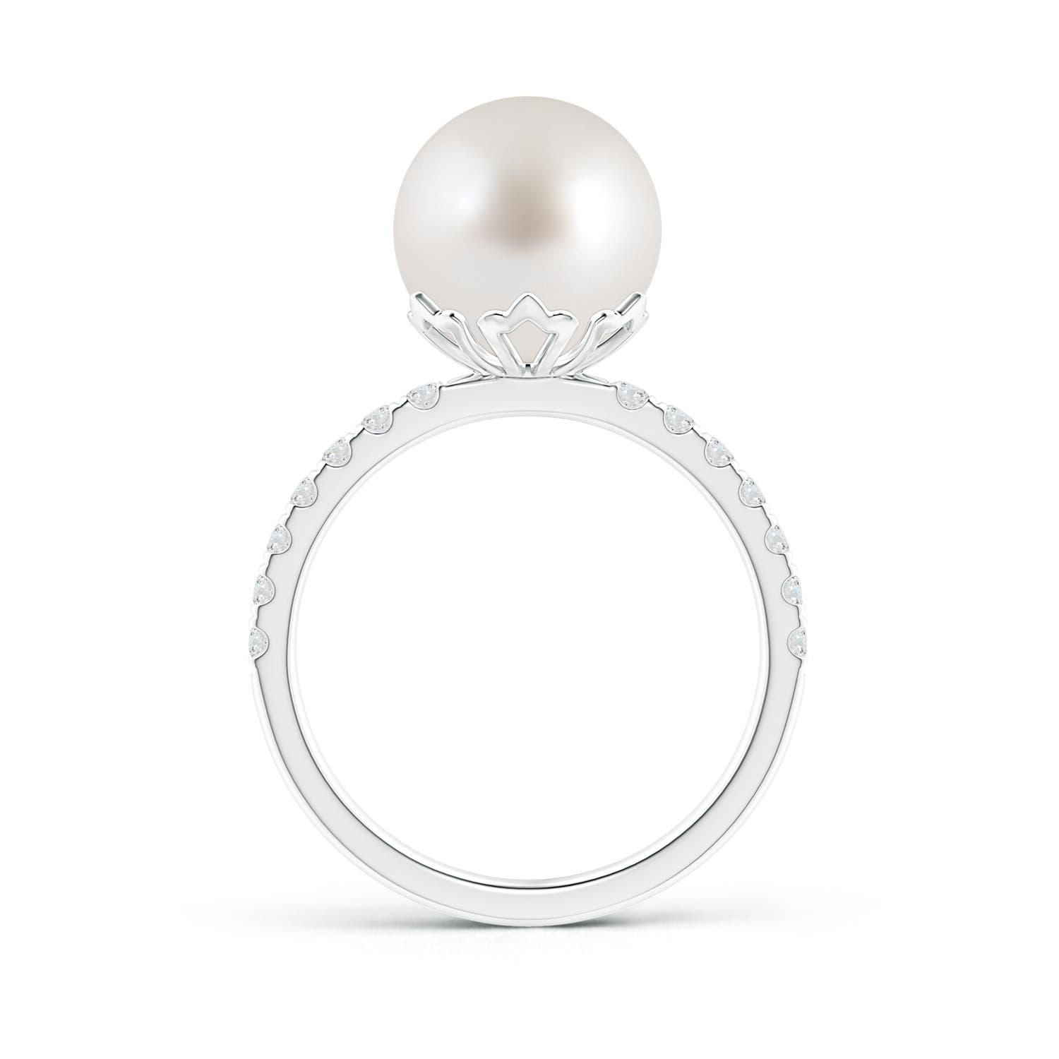 10mm AAA Classic South Sea Pearl & Diamond Solitaire Ring in White Gold