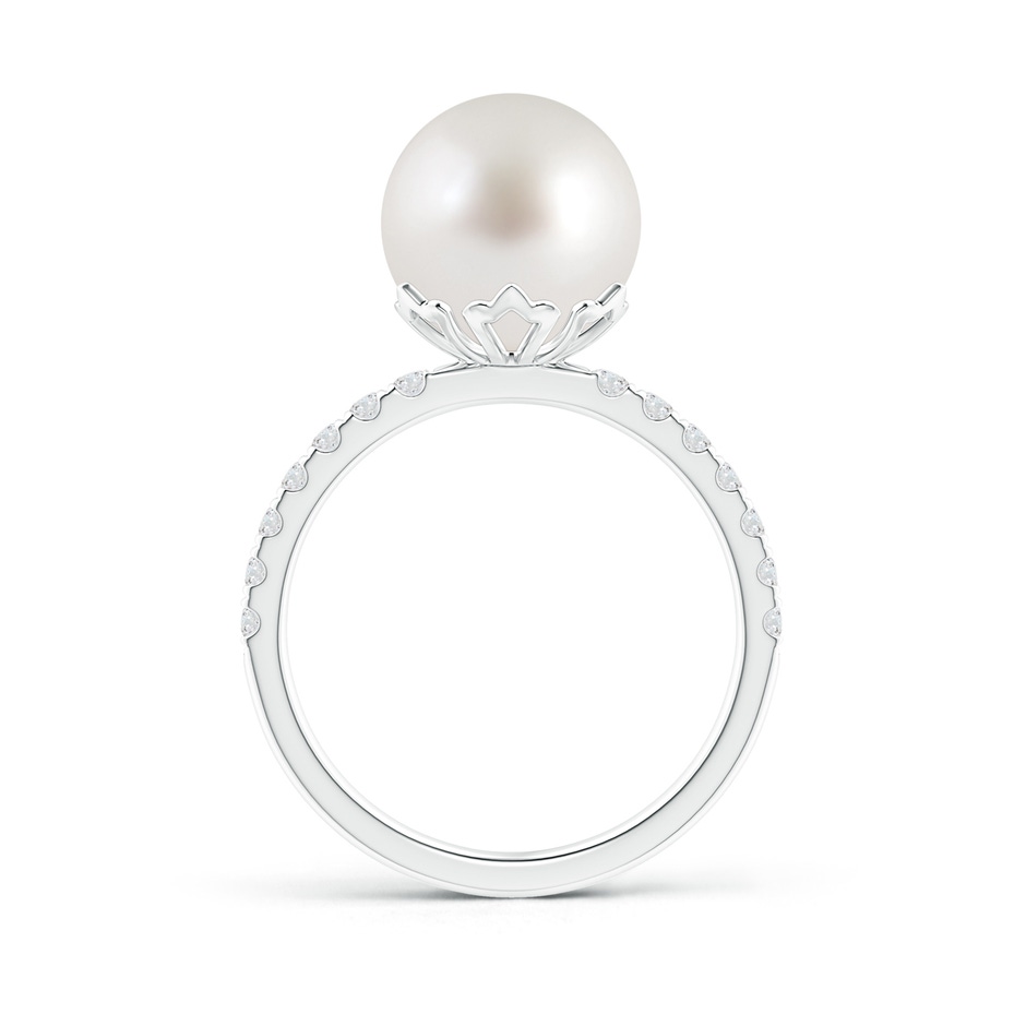 10mm AAA Classic South Sea Pearl & Diamond Solitaire Ring in White Gold product image
