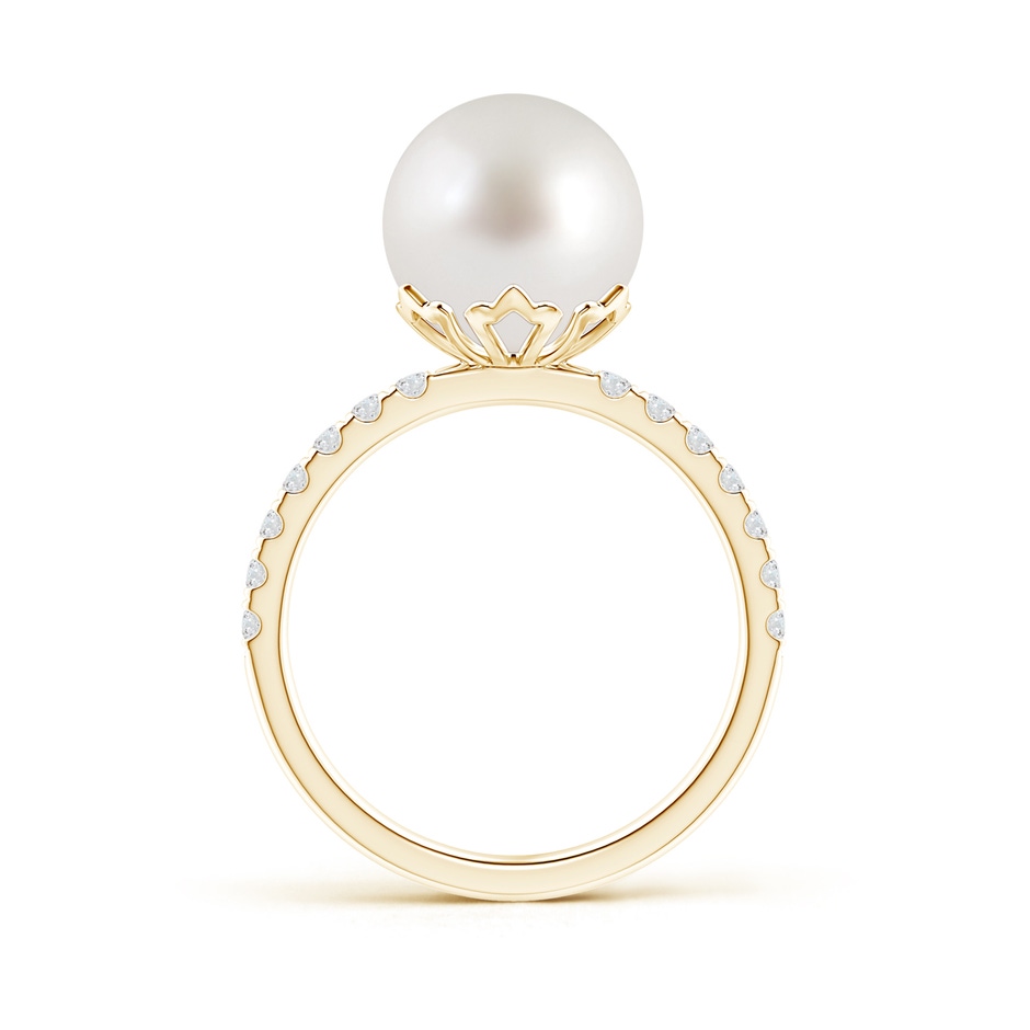 10mm AAA Classic South Sea Pearl & Diamond Solitaire Ring in Yellow Gold product image