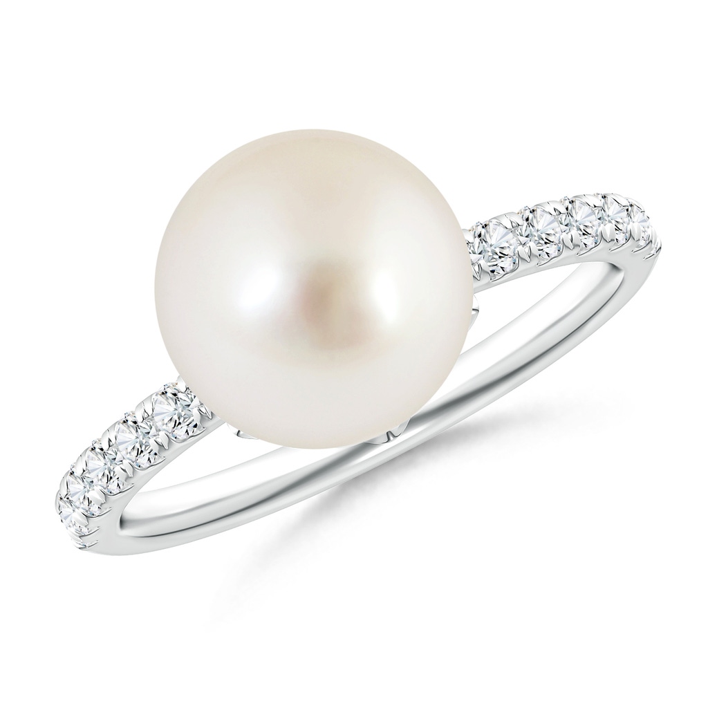 10mm AAAA Classic South Sea Pearl & Diamond Solitaire Ring in White Gold