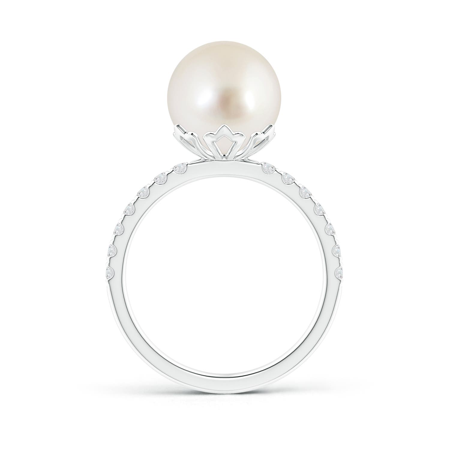 10mm AAAA Classic South Sea Pearl & Diamond Solitaire Ring in White Gold