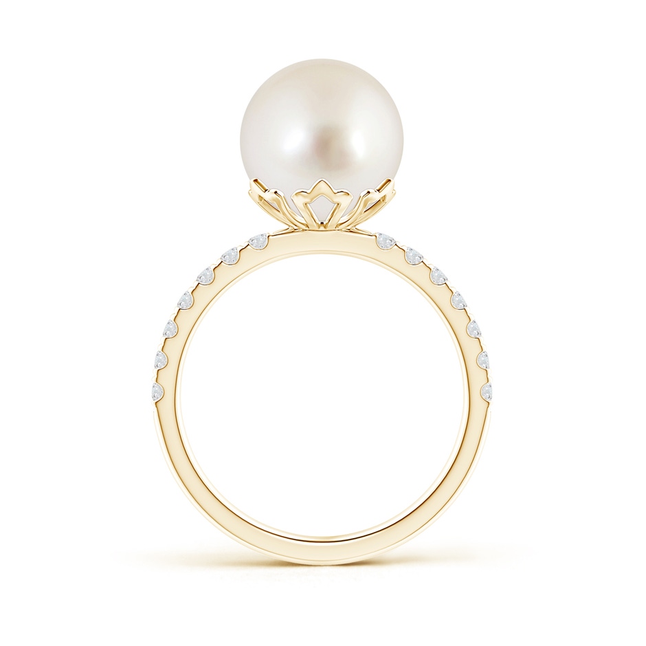 10mm AAAA Classic South Sea Pearl & Diamond Solitaire Ring in Yellow Gold product image