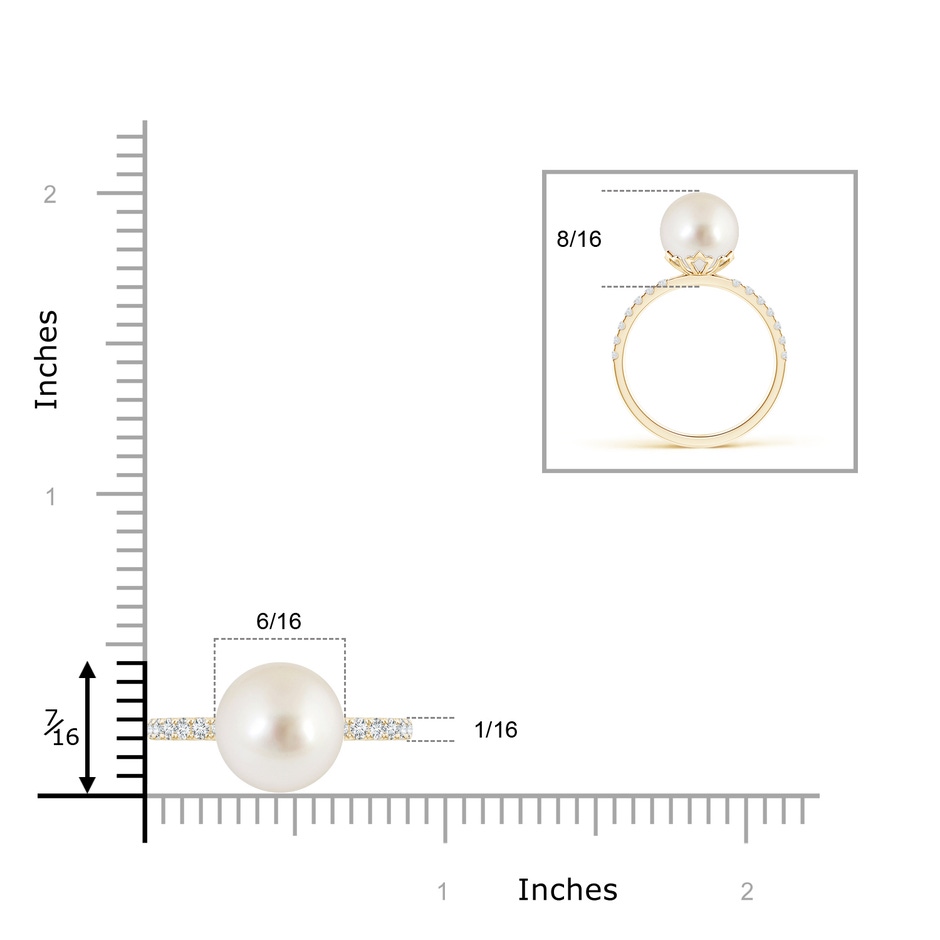 10mm AAAA Classic South Sea Pearl & Diamond Solitaire Ring in Yellow Gold product image