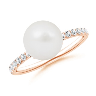 9mm A Classic South Sea Pearl & Diamond Solitaire Ring in 9K Rose Gold