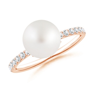 9mm AA Classic South Sea Pearl & Diamond Solitaire Ring in 9K Rose Gold