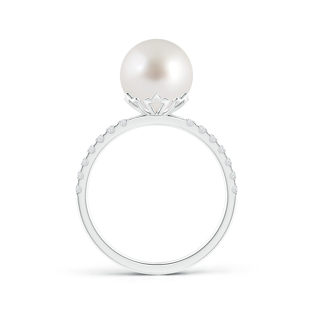 9mm AAA Classic South Sea Pearl & Diamond Solitaire Ring in White Gold Product Image