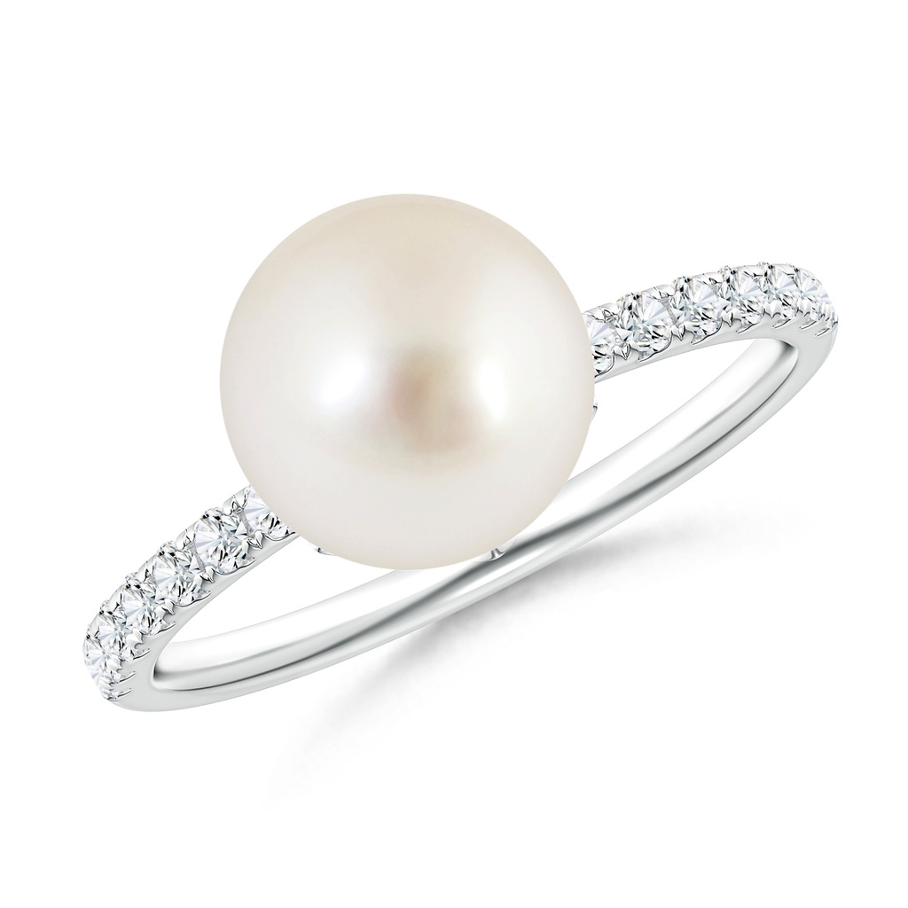 9mm AAAA Classic South Sea Pearl & Diamond Solitaire Ring in White Gold