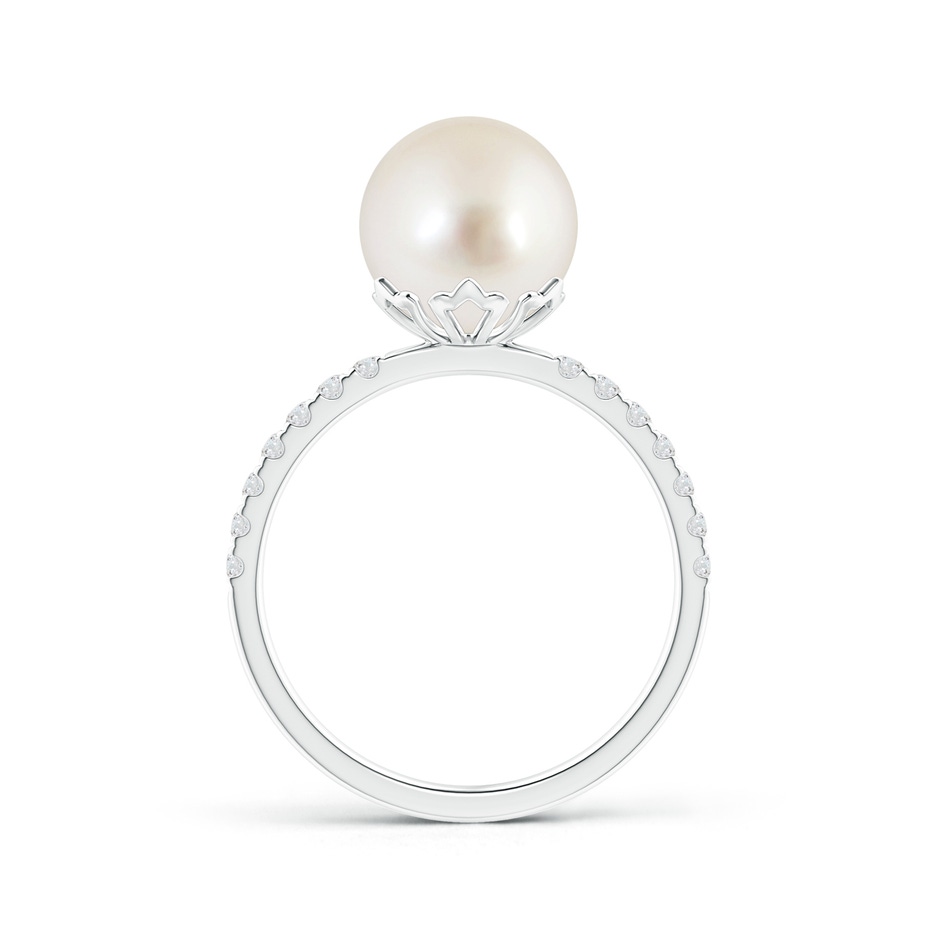 9mm AAAA Classic South Sea Pearl & Diamond Solitaire Ring in White Gold product image