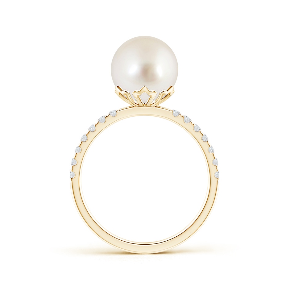 9mm AAAA Classic South Sea Pearl & Diamond Solitaire Ring in Yellow Gold product image