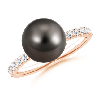 10mm AAA Classic Tahitian Cultured Pearl & Diamond Solitaire Ring in Rose Gold