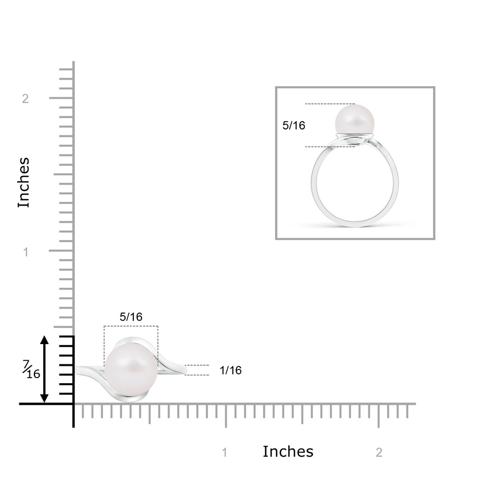 8mm A Japanese Akoya Pearl Solitaire Bypass Ring in 9K White Gold product image