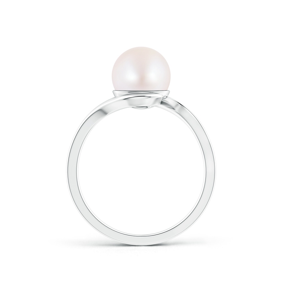 8mm AA Japanese Akoya Pearl Solitaire Bypass Ring in S999 Silver product image