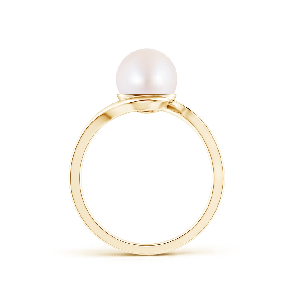 8mm AA Japanese Akoya Pearl Solitaire Bypass Ring in Yellow Gold product image