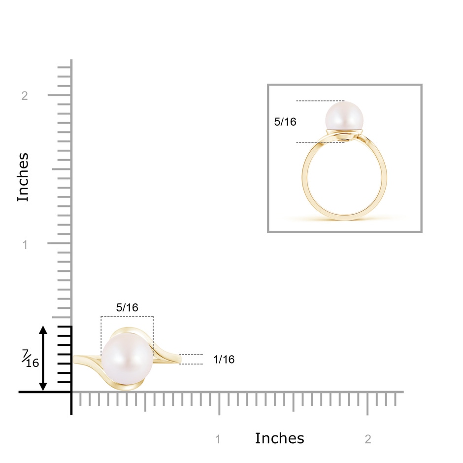 8mm AA Japanese Akoya Pearl Solitaire Bypass Ring in Yellow Gold product image