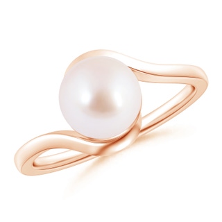 8mm AAA Japanese Akoya Pearl Solitaire Bypass Ring in Rose Gold