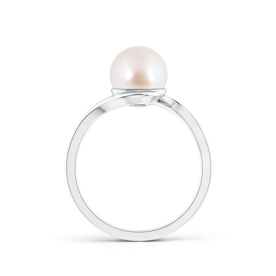 8mm AAA Japanese Akoya Pearl Solitaire Bypass Ring in White Gold product image