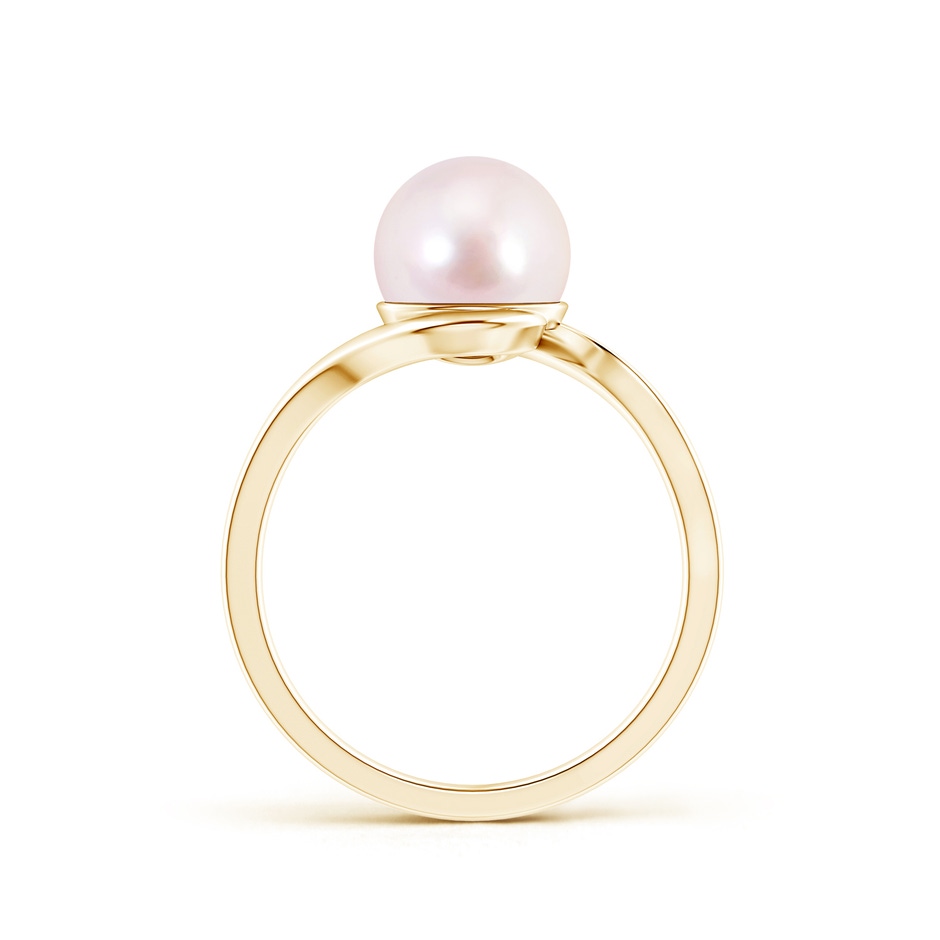 8mm AAAA Japanese Akoya Pearl Solitaire Bypass Ring in Yellow Gold product image