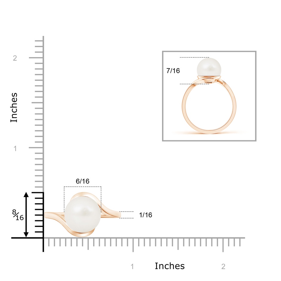 10mm A Freshwater Pearl Solitaire Bypass Ring in Rose Gold product image