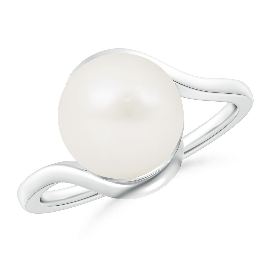 10mm A Freshwater Pearl Solitaire Bypass Ring in White Gold 