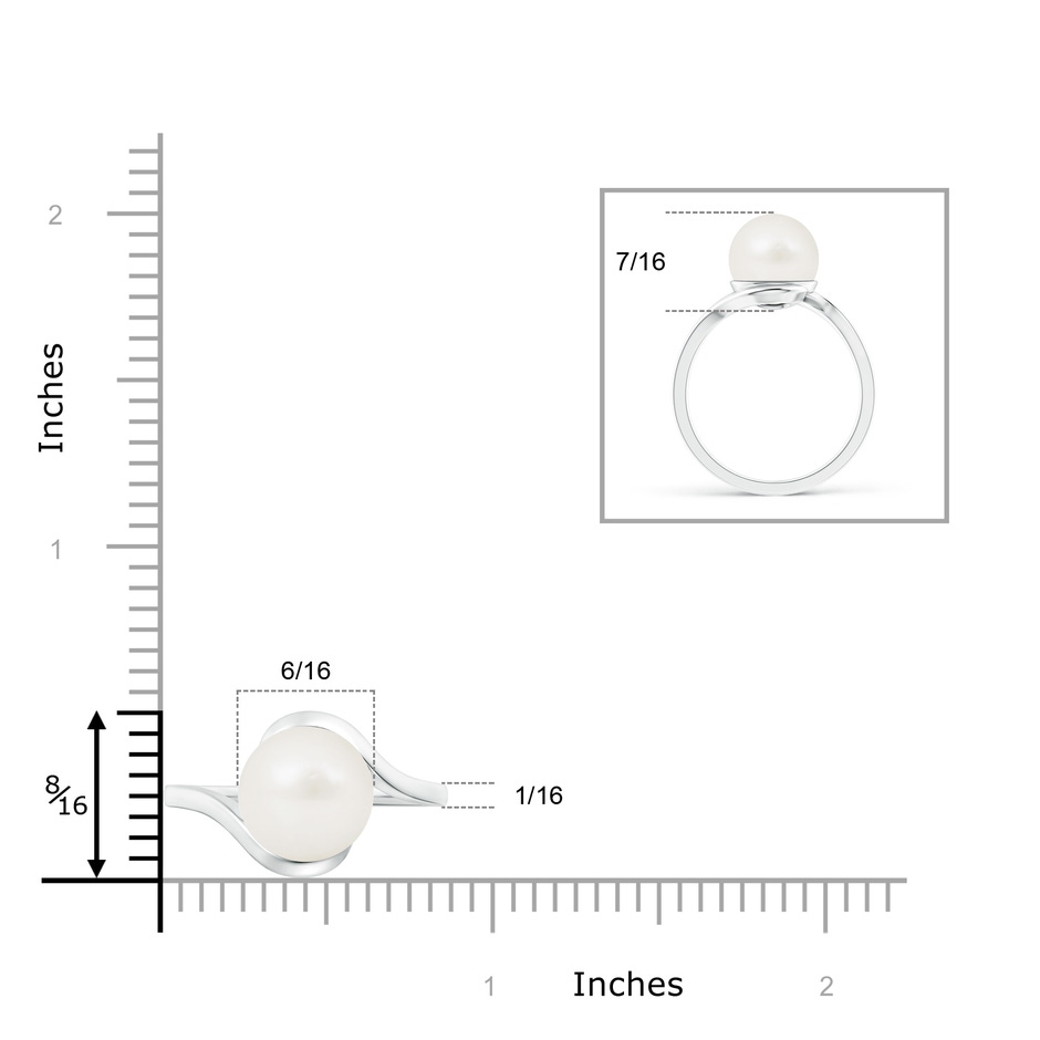 10mm A Freshwater Pearl Solitaire Bypass Ring in White Gold product image