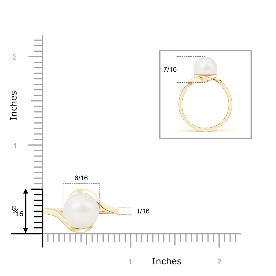 10mm A Freshwater Pearl Solitaire Bypass Ring in Yellow Gold product image