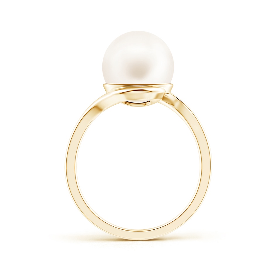 10mm AA Freshwater Pearl Solitaire Bypass Ring in Yellow Gold product image