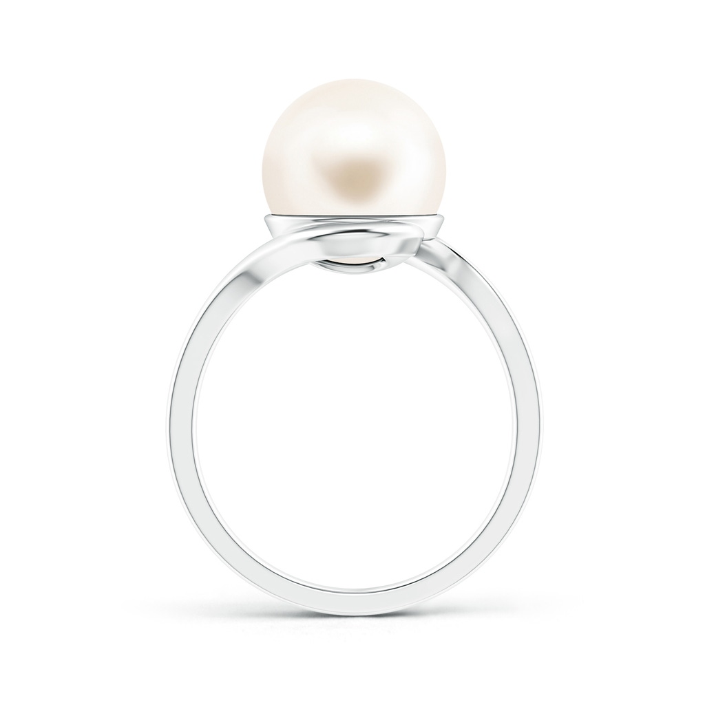 10mm AAA Freshwater Pearl Solitaire Bypass Ring in White Gold Product Image