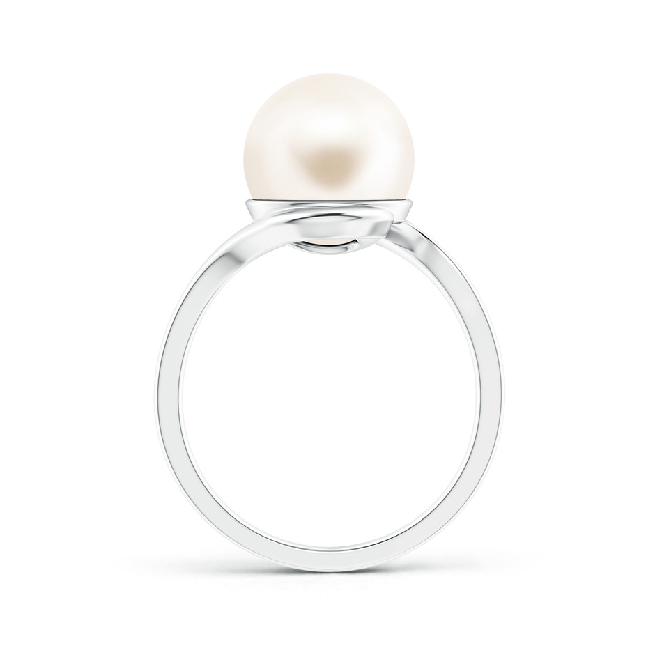 10mm AAA Freshwater Pearl Solitaire Bypass Ring in White Gold product image