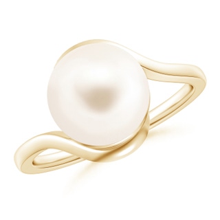 10mm AAA Freshwater Pearl Solitaire Bypass Ring in Yellow Gold