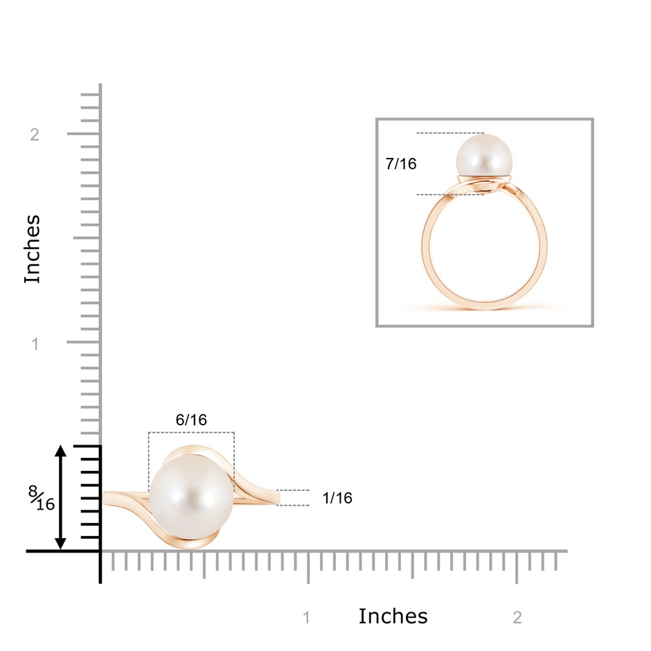 10mm AAAA Freshwater Pearl Solitaire Bypass Ring in Rose Gold product image