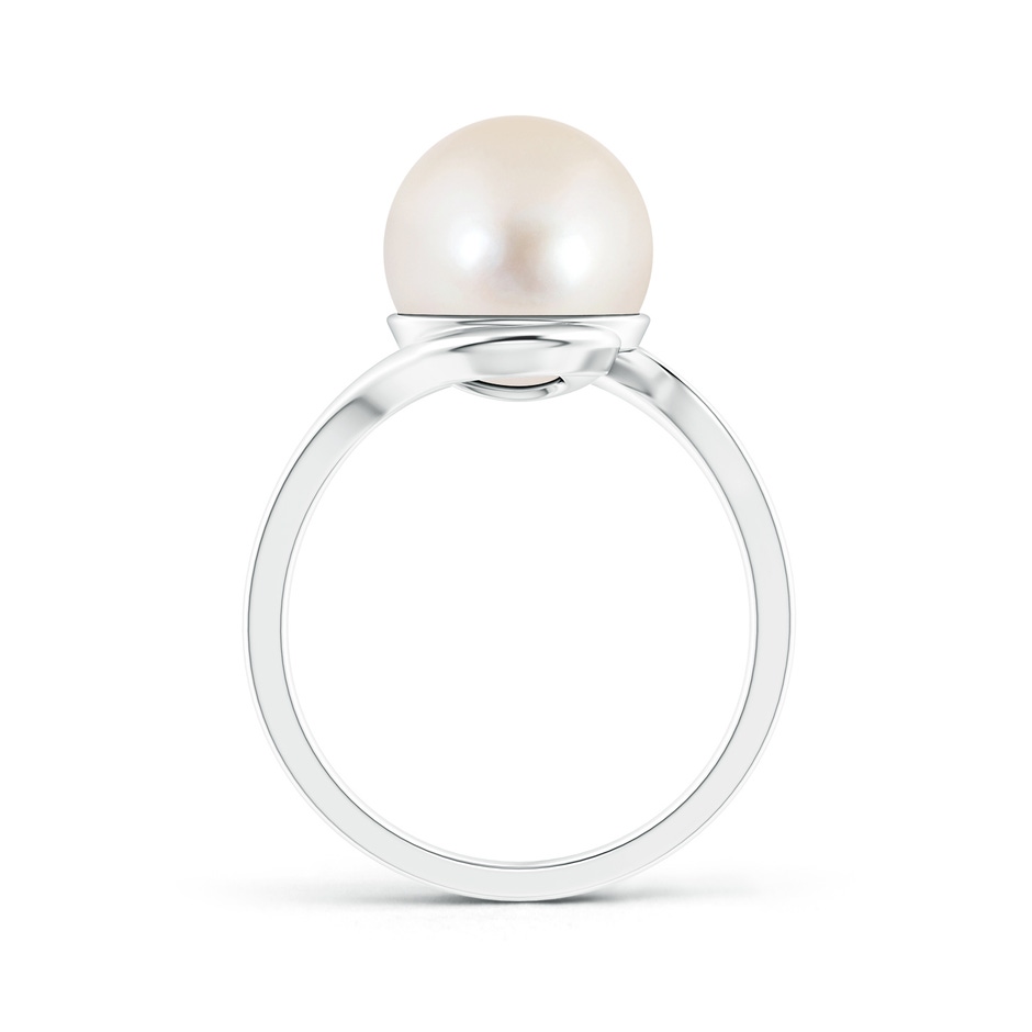 10mm AAAA Freshwater Pearl Solitaire Bypass Ring in White Gold product image