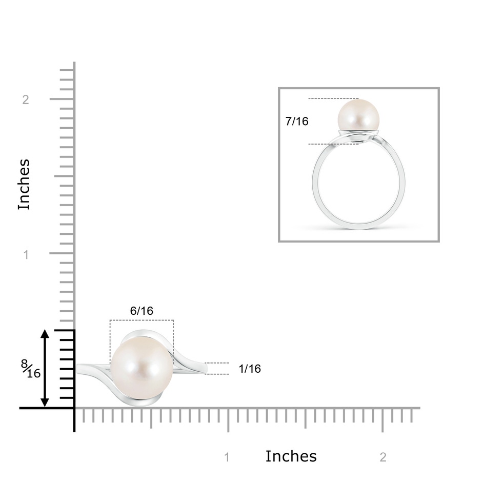 10mm AAAA Freshwater Pearl Solitaire Bypass Ring in White Gold product image