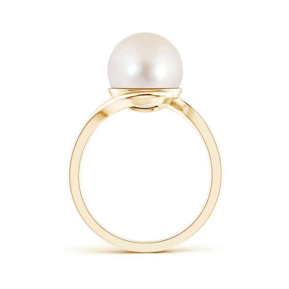 10mm AAAA Freshwater Pearl Solitaire Bypass Ring in Yellow Gold product image