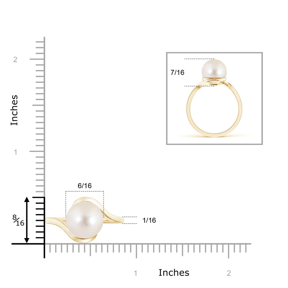 10mm AAAA Freshwater Pearl Solitaire Bypass Ring in Yellow Gold product image