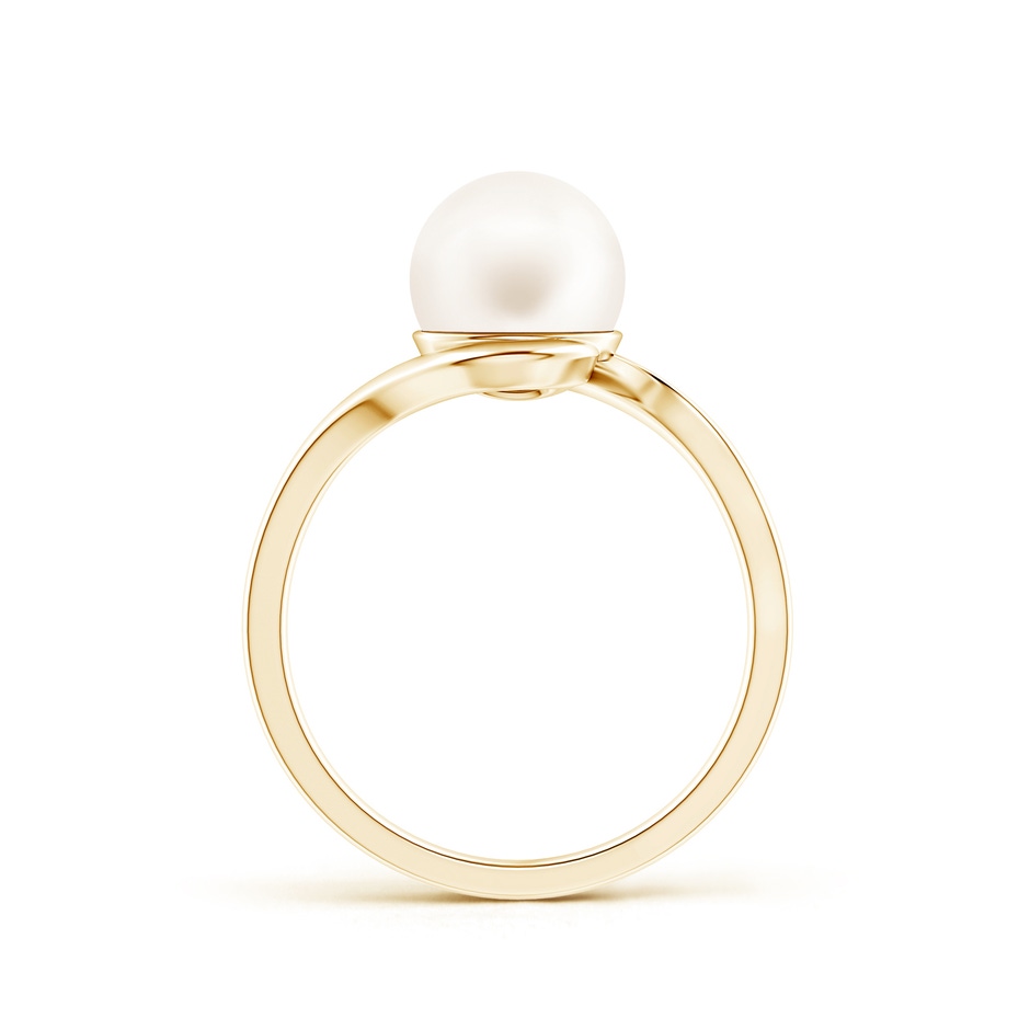 8mm AA Freshwater Pearl Solitaire Bypass Ring in Yellow Gold product image