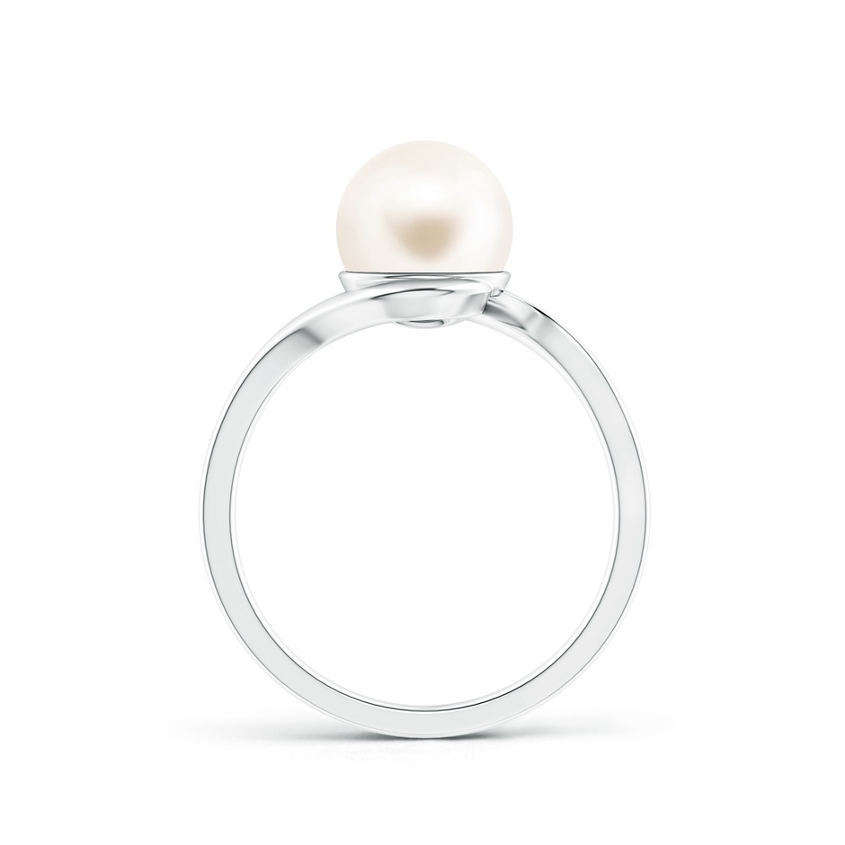 8mm AAA Freshwater Pearl Solitaire Bypass Ring in 9K White Gold product image