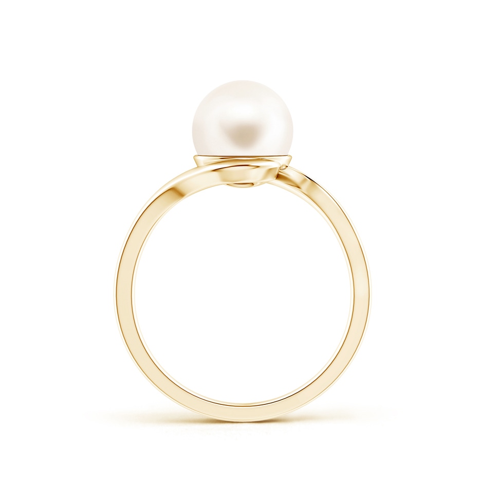 8mm AAA Freshwater Pearl Solitaire Bypass Ring in Yellow Gold product image