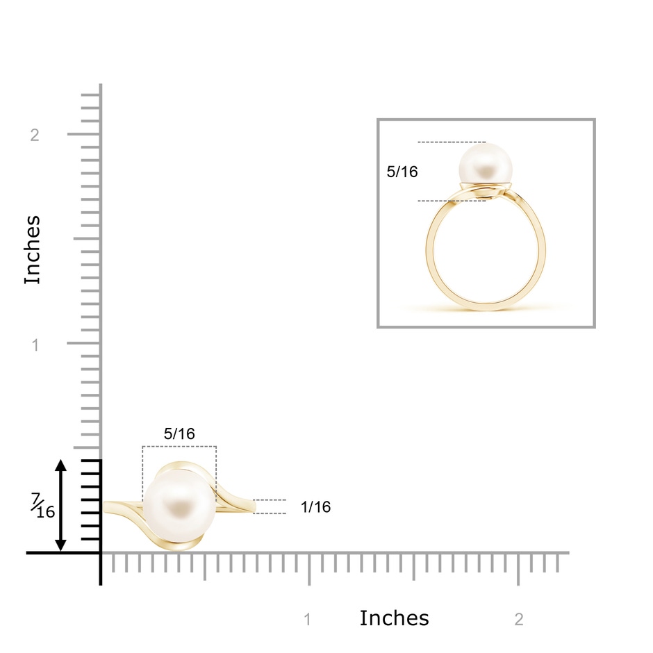 8mm AAA Freshwater Pearl Solitaire Bypass Ring in Yellow Gold product image