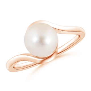 8mm AAAA Freshwater Pearl Solitaire Bypass Ring in 9K Rose Gold