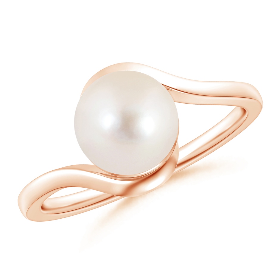 8mm AAAA Freshwater Pearl Solitaire Bypass Ring in 9K Rose Gold 