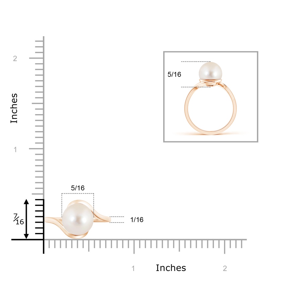 8mm AAAA Freshwater Pearl Solitaire Bypass Ring in 9K Rose Gold product image